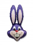 35" Purple Bunny Rabbit Head Foil Balloon Packaged