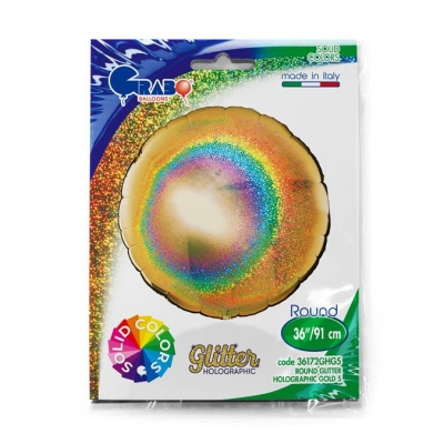 Grabo Round 36inch Glitter Holographic Gold 5 - Single Pack