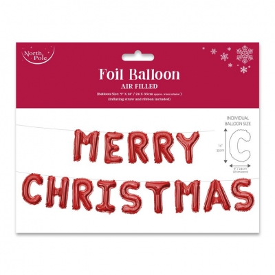 XMAS FOIL LETTER BALLOON RED