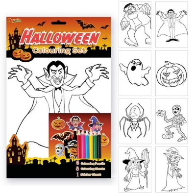 HALLOWEEN COLOURING SET 29.5 X 22CM