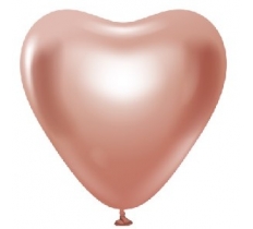 Kalisan 12" Heart Mirror (Chrome) Balloons - Rose Gold (25CT