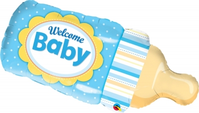 QUALATEX 39" WELCOME BABY BOTTLE BLUE