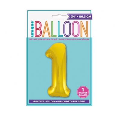 34" CLASSIC GOLD NUMBER 1 FOIL BALLOON (1)