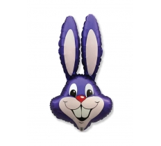 35" Purple Bunny Rabbit Head Foil Balloon Packaged