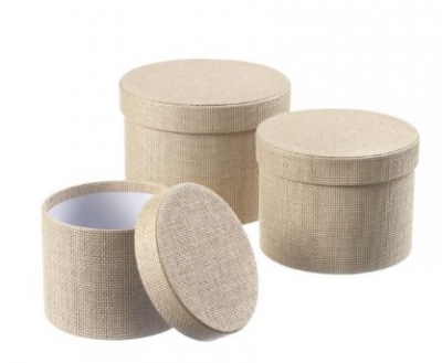 Round Symphony Textured Hat Boxes - Set of 3
