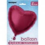 SOLID HEART FOIL BALLOON 18" RED