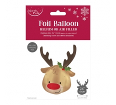 REINDEER HEAD FOIL BALLOON 79CM X 60CM