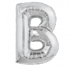 Silver Letter B Shaped Foil Balloon 34" Packaged