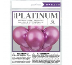 PINK PLATINUM 11" LATEX BALLOONS 6 PACK