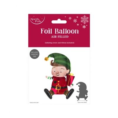 Christmas Elf Sitting Foil Balloon 47X48Cm