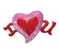 QUALATEX 46" SHAPE FOIL I (HEART) U BALLOON