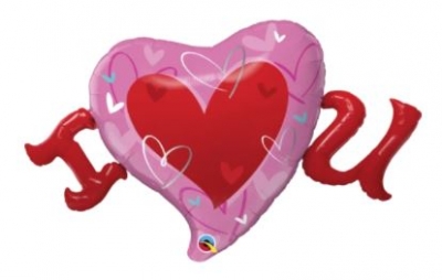 QUALATEX 46" SHAPE FOIL I (HEART) U BALLOON