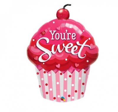 QUALATEX 35" SHAPE FOIL YOU'RE SWEET CUPCAKE BALLOON