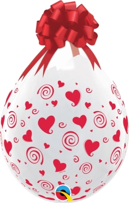 QUALATEX 18" DIAMOND CLEAR SWIRLING HEARTS ROUND 25 PACK