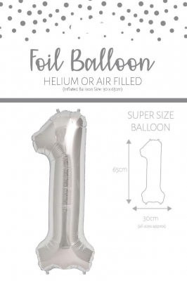 25" NUMBER 1 SILVER FOIL BALLOON