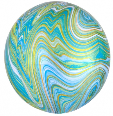 Blue Green Marblez Orbz Xl Packaged Foil Balloons G20