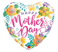 QUALATEX 18" HEART MOTHER'S DAY SPRING FLORAL BALLOON