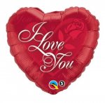 QUALATEX 18" HEART I LOVE YOU RED ROSE BALLOON