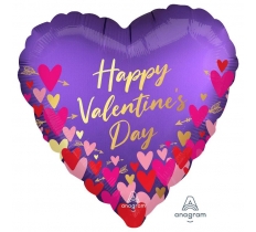 Satin Happy Valentines Day Hearts & Arrows 18" Balloon