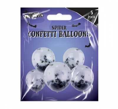 12" SPIDER CONFETTI BALLOONS 5PK