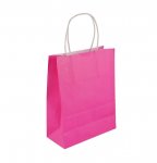 PINK PAPER PARTY BAG WITH HANDLES 22X18X8CM