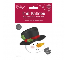 SNOWMAN HEAD FOIL BALLOON 49CM X 47CM