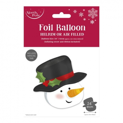 SNOWMAN HEAD FOIL BALLOON 49CM X 47CM