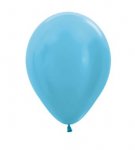 Satin Solid 12" Caribbean Blue Latex Balloons 30cm 50 Pack