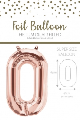 Number 0 Rose Gold 25" Foil Balloon