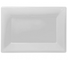 FROSTY WHITE PLASTIC SERVING PLATTERS -PKG/3