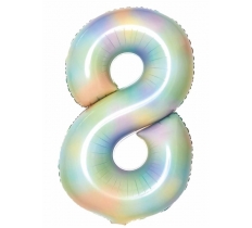 Large Number 8 Pastel Rainbow 35" Foil Balloon