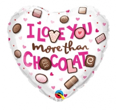 QUALATEX 18" HEART I LOVE YOU MORE THAN CHOCOLATE