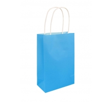 Neon Blue Paper Party Bag With Handles 14cm x 21cm x 7cm