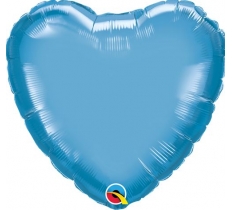 QUALATEX 18" HEART CHROME BLUE PLAIN FOIL