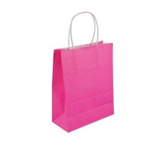 PINK PAPER PARTY BAG WITH HANDLES 22X18X8CM