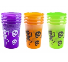 Halloween Plain Col Plastic Printed Cups 8oz Pack Of 4