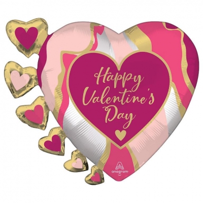 Super Shape Happy Valentines Day Abstract Marble Balloon N