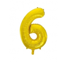 34" CLASSIC GOLD NUMBER 6 FOIL BALLOON (1)