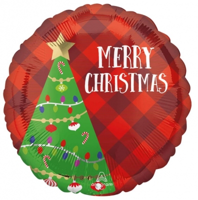 Festive Christmas Tree 18" Plaid Balloon