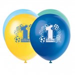 First Birthday Blue Balloons 12" Latex Balloons 8ct