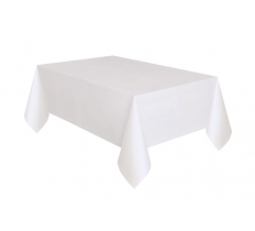 White Solid Rectangular Plastic Table Cover 54" x 108"