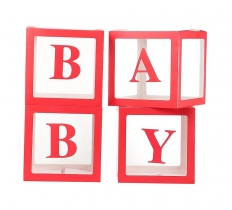 SET OF 4 RED BABY BALLOON BOXES 30CM X 30CM