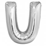 Silver Letter U Shaped Foil Balloon 34" Packaged