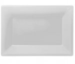 FROSTY WHITE PLASTIC SERVING PLATTERS -PKG/3