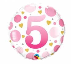 18" PINK DOTS AGE 5 FOIL BALLOON (1)