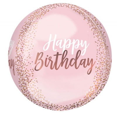 Blush Birthday Orbz 15" Foil Balloons