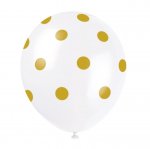 12" Latex Balloons Gold Dots Pack of 6