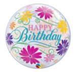 QUALATEX 22" SINGLE BUBBLE BIRTHDAY FLOWERS & FILIGREE