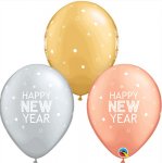 Qualatex 11" New Year Sparkles And Dots Latex Ballloons 25PK