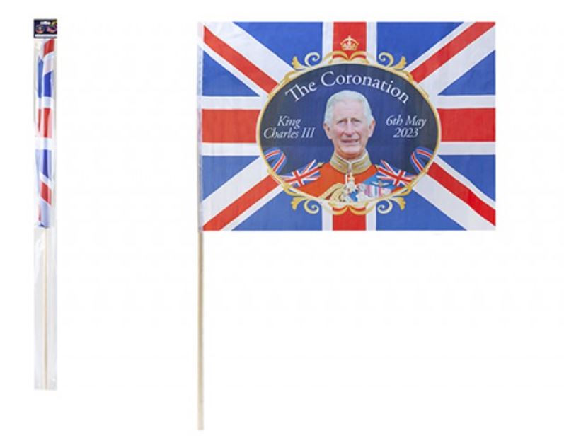 UNION JACK FLAG WITH STICK 24" X 16" - Click Image to Close